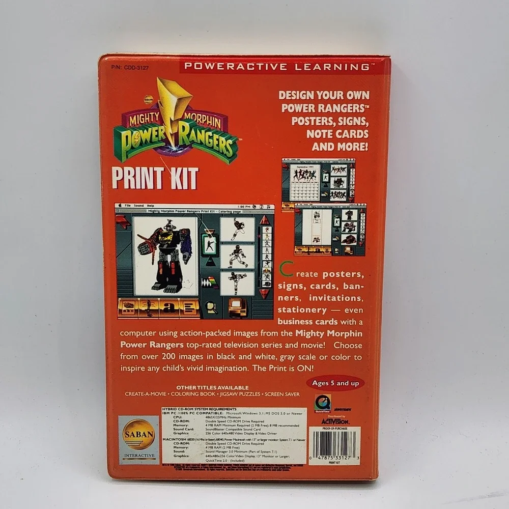 Mighty Morphin Power Rangers Print Kit CD-ROM 1995‎ Saban PC Mac